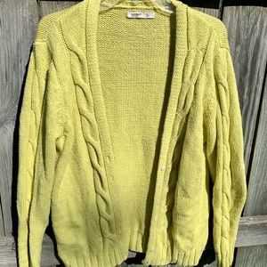 Cozy Chartreuse Yellow Cable Knit Cardigan by Old Navy
